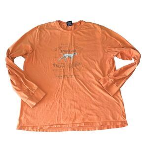 Vintage Polo Ralph Lauren Sporting Goods Dog Long Sleeve Shirt XL Hole